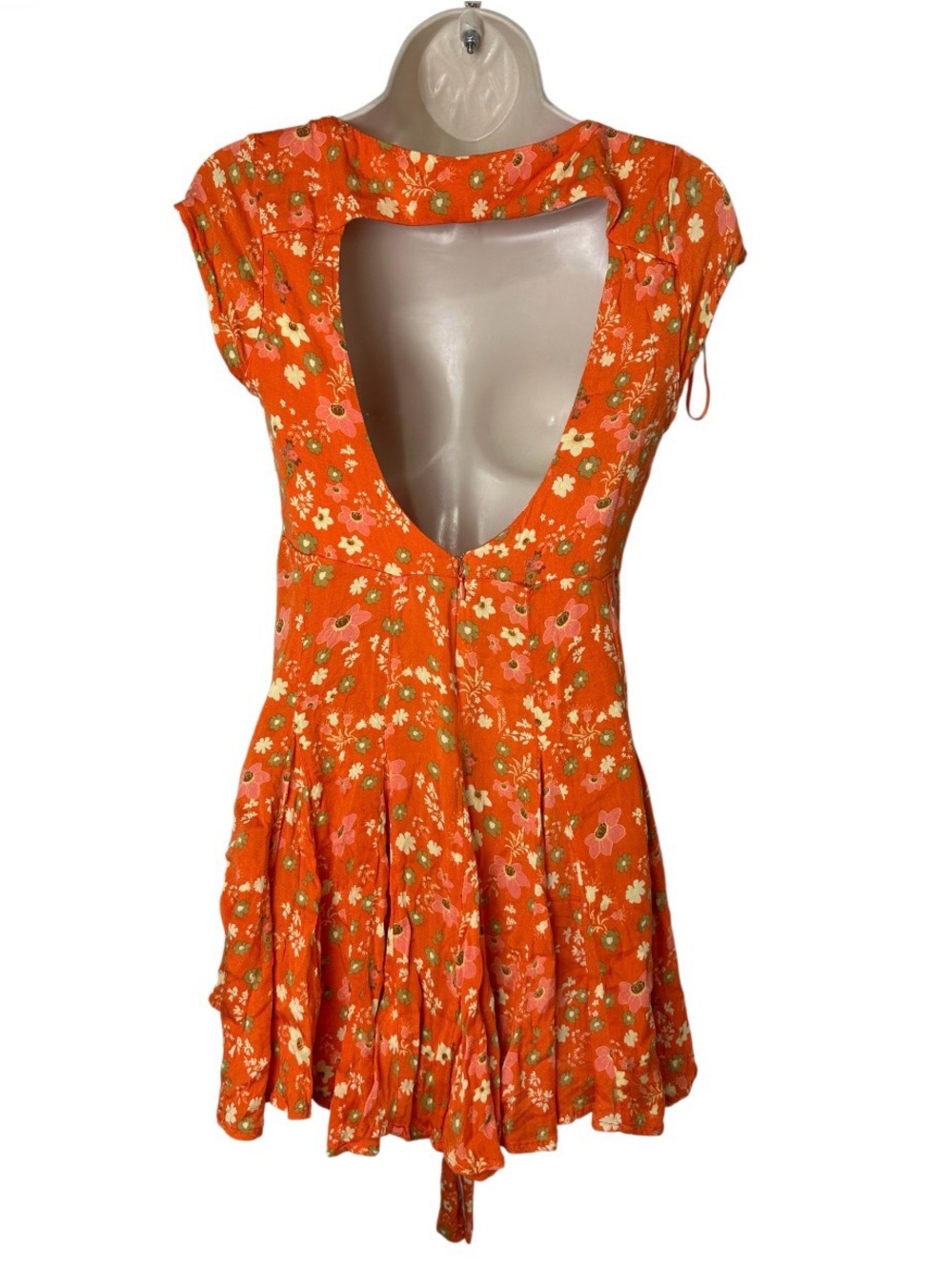 Free People Orange Floral Tie-Front Mini Dress - Picture 7 of 7